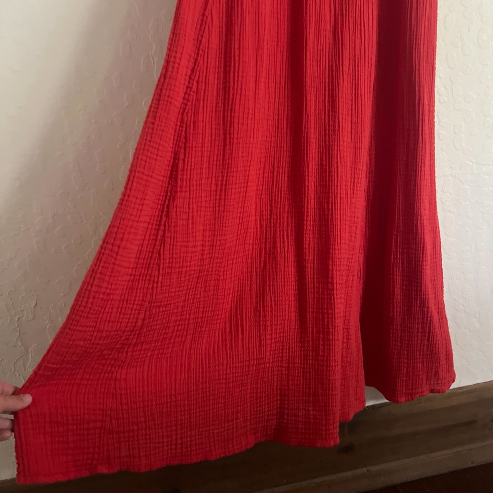 Abercrombie & Fitch Red Gauze Maxi Dress - Picture 3 of 6